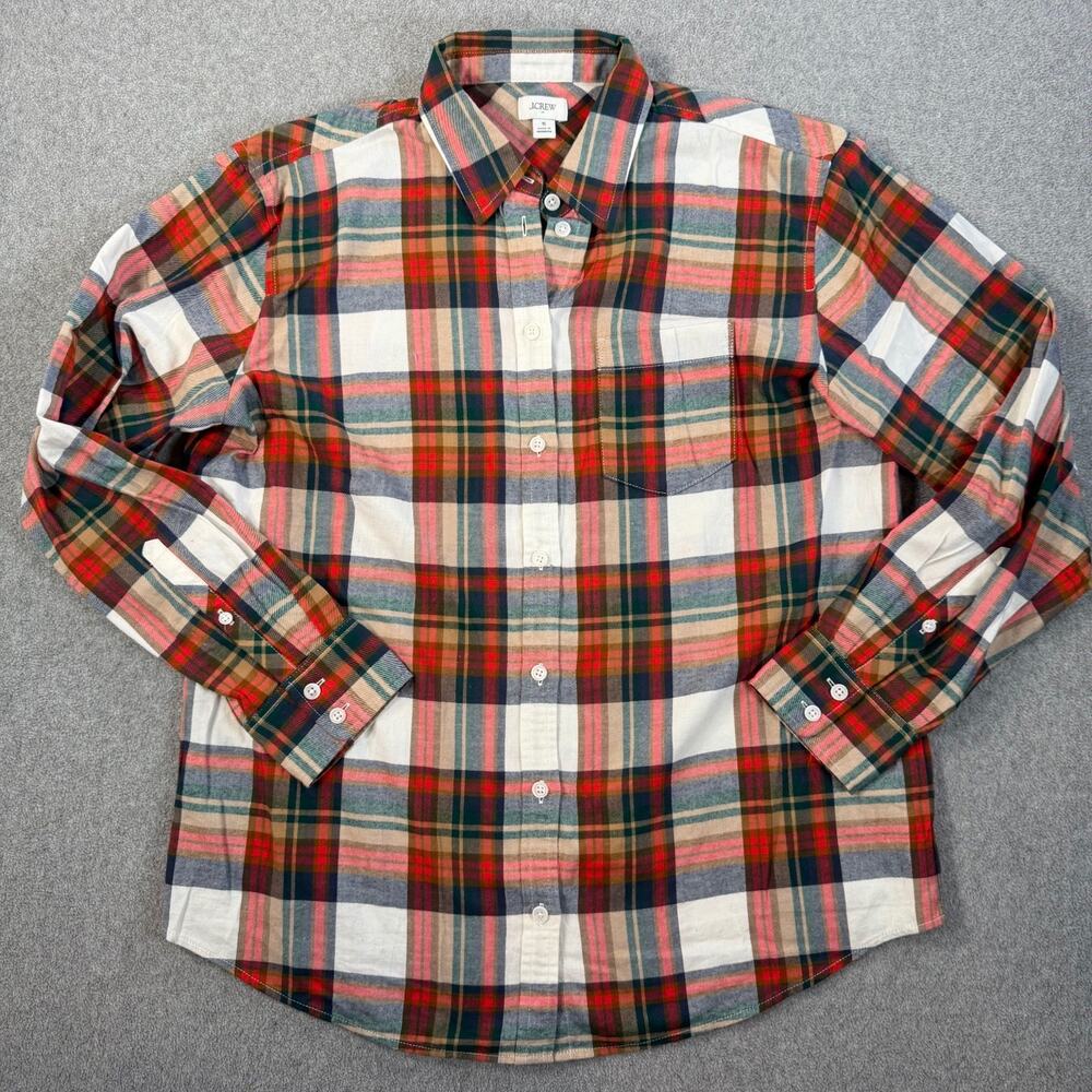 J.CREW Women's Small Flannel Button-Down Shirt Plaid Long Sleeve Casual CC242